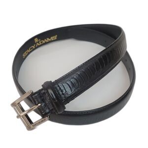 Stacy Adams Black Genuine Leather Belt Ostrich Embossed Size 36 Made in USA